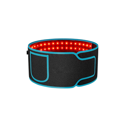 Red light therapy belt for pain relief and muscle recovery with infrared light technology.