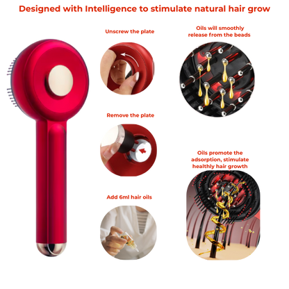 Scalp Therapy Comb with red LED lights and oil treatment for scalp health and hair growth