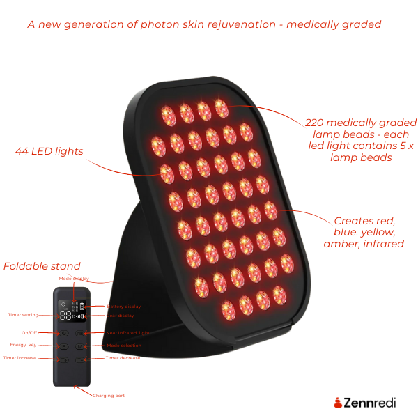 Skin Rejuvenation Device with red light panel, smart remote, and multi-unit for radiant skin renewal
