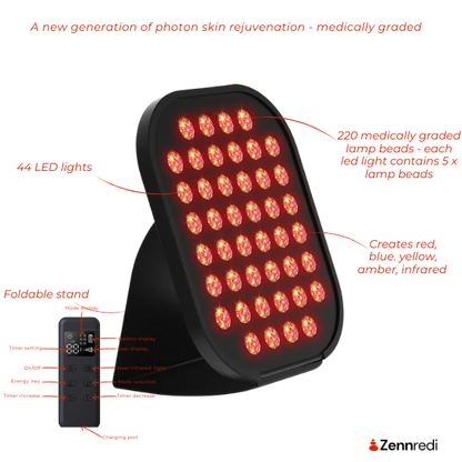 Skin Rejuvenation Device with red light panel, smart remote, and multi-unit for radiant skin renewal