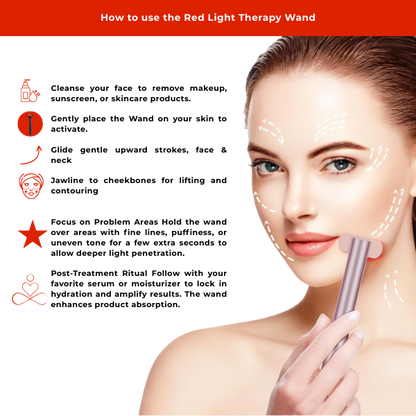 Beauty Therapy Wand with red LED guide for facial rejuvenation and skin therapy