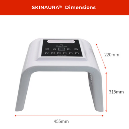 SKINAURA LED facial device with arched design, 455x315x220mm, for advanced skin therapy