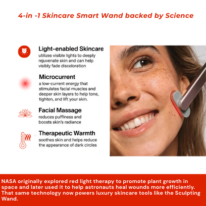 Beauty Therapy Wand with red LED for NASA-inspired skin rejuvenation and massage
