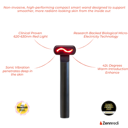 Beauty Therapy Wand with red LED wave, 2025 award winner for advanced skin rejuvenation
