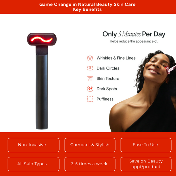 Beauty Therapy Wand with red LED for 3-min wrinkle reduction and all skin types care