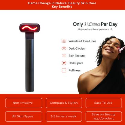 Beauty Therapy Wand with red LED for 3-min wrinkle reduction and all skin types care