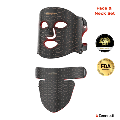 LED Light Therapy Face Mask portable kit box for skin rejuvenation with neck bandage