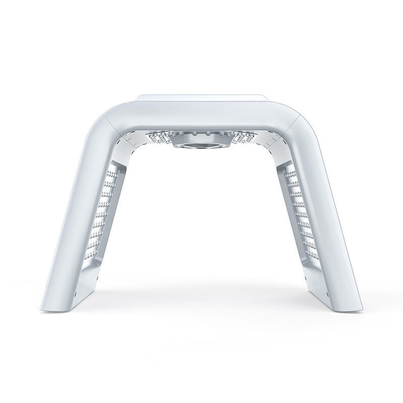 LED Facial Therapy Mask white arched design for hands-free skin rejuvenation and glow