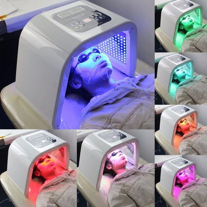 LED Facial Therapy Device with blue, red, green, purple lights for acne, anti-aging, calming, and skin glow