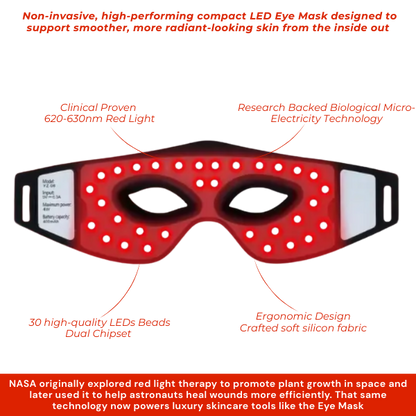 EyeSilk Red Light Therapy Eye Mask with LED design for brightening, lifting, and rejuvenating the eye area.